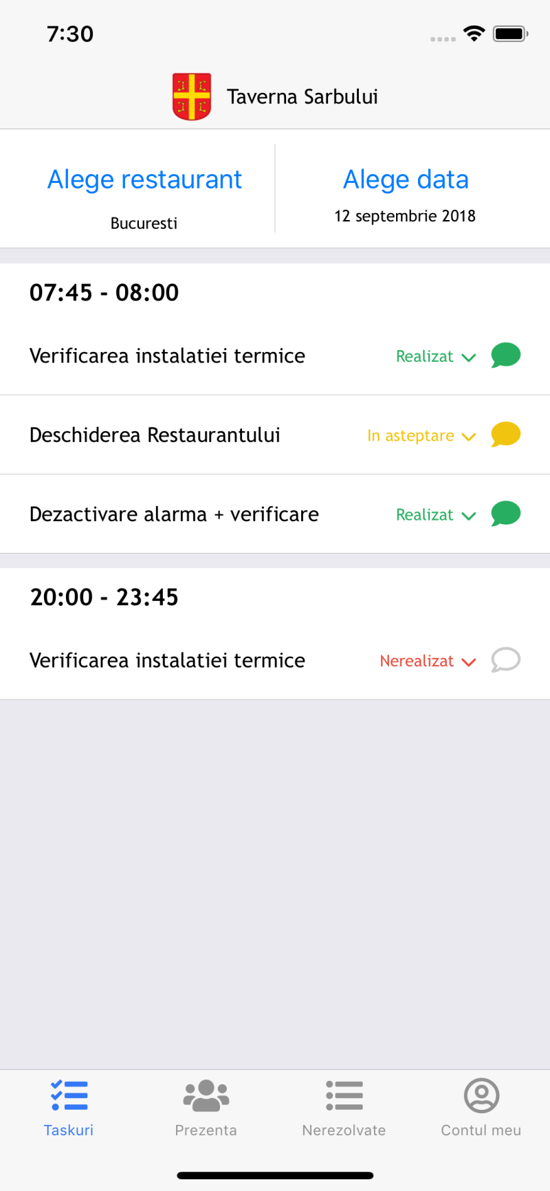 Mobile iOS App for Restaurant Administration – Taverna Sarbului