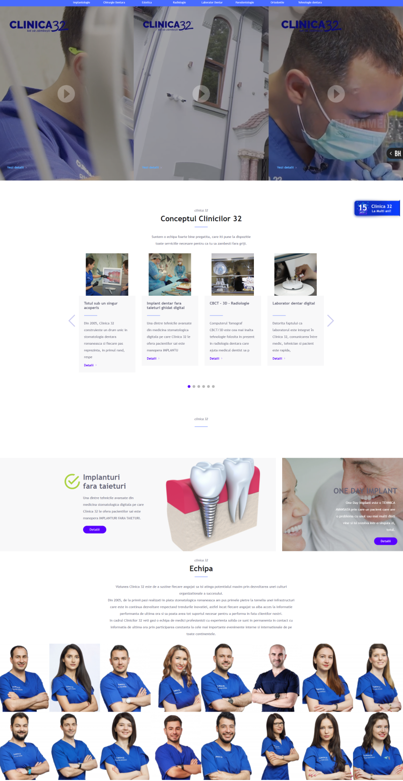 Clinica 32 - Website de prezentare servicii stomatologie