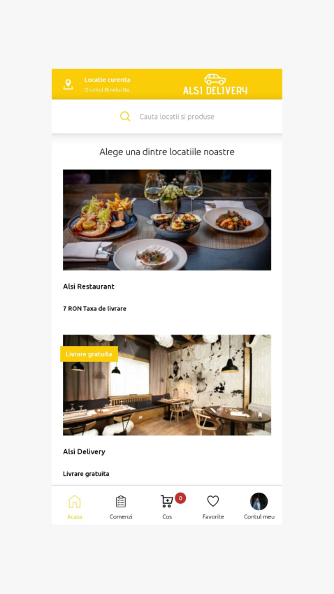 Alsi Delivery - Aplicatie Mobile tip Agregator pentru Restaurante