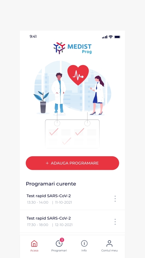 MedistProg - Aplicatie mobile programari testare Covid