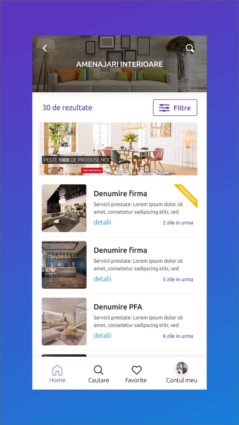 Mesterul Casei - Android and iOS mobile app for listing ads
