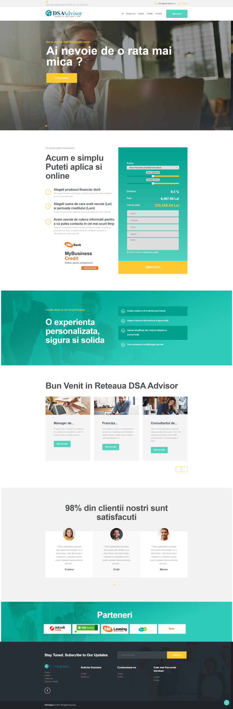 Website de Prezentare Companie de Consultanta Financiara – DSA Advisor