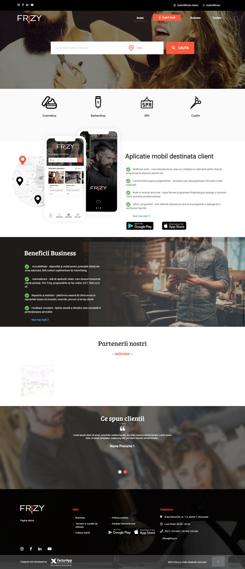 Platforma web pentru programari saloane de infrumusetare - Frizy