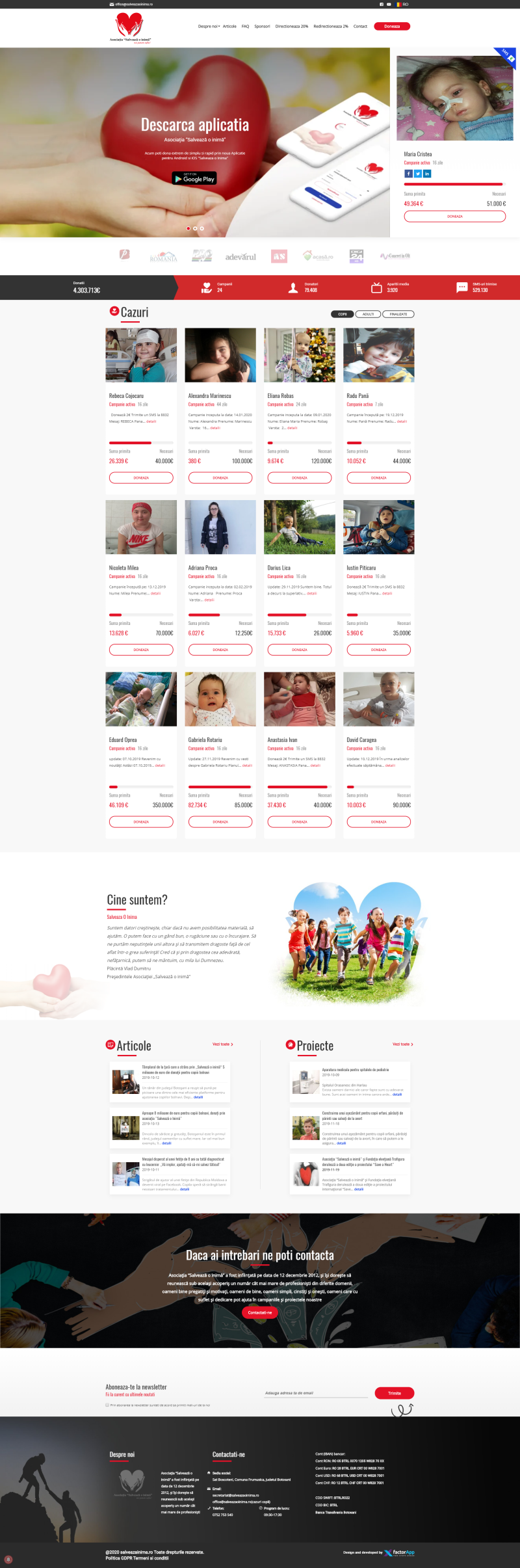 Presentation website for charitable Association 'Salveaza o inima'