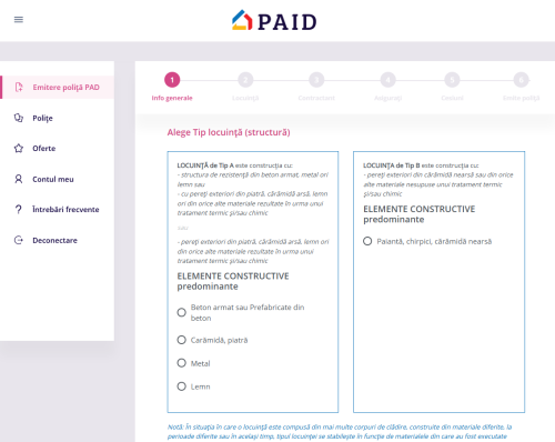 Portal PAID – Platforma digitala pentru emiterea politei obligatorii de asigurare a locuintei