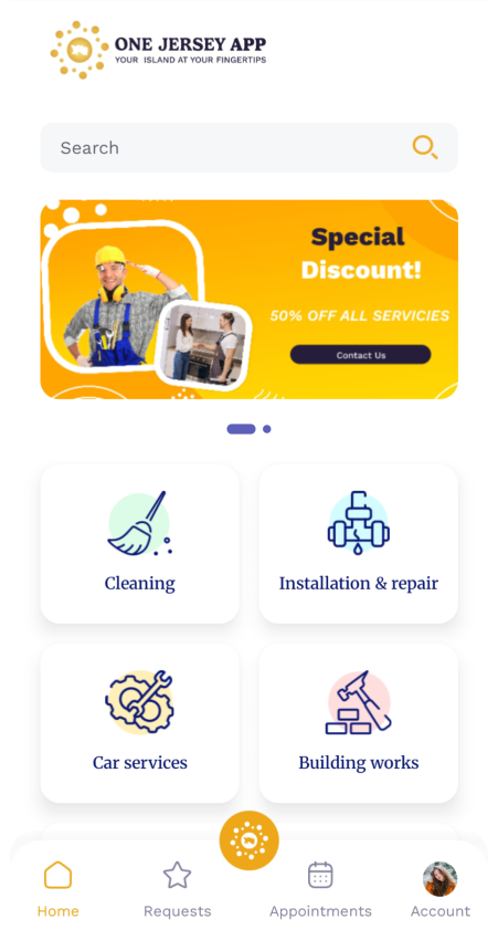 One Jersey App - mobile application designed for the community of Jersey (UK)