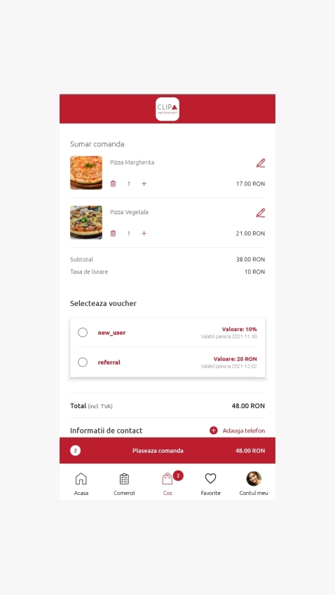 Clipa Delivery - Aplicatie mobile comenzi mancare pentru restaurante