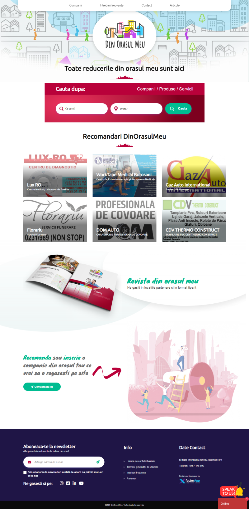 Din Orasul Meu - Web platform for listing and promoting companies